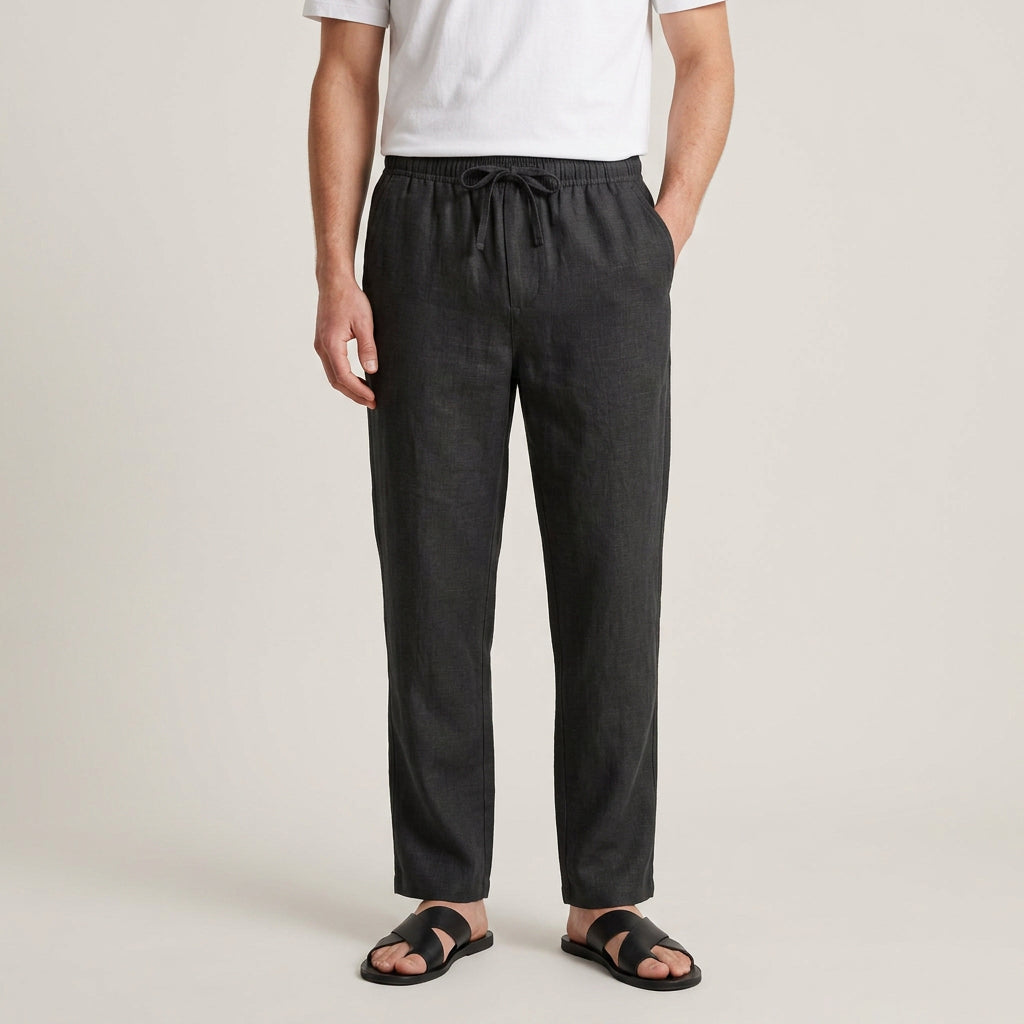 Pantalon Homme Droit Taille Élastique Cordon