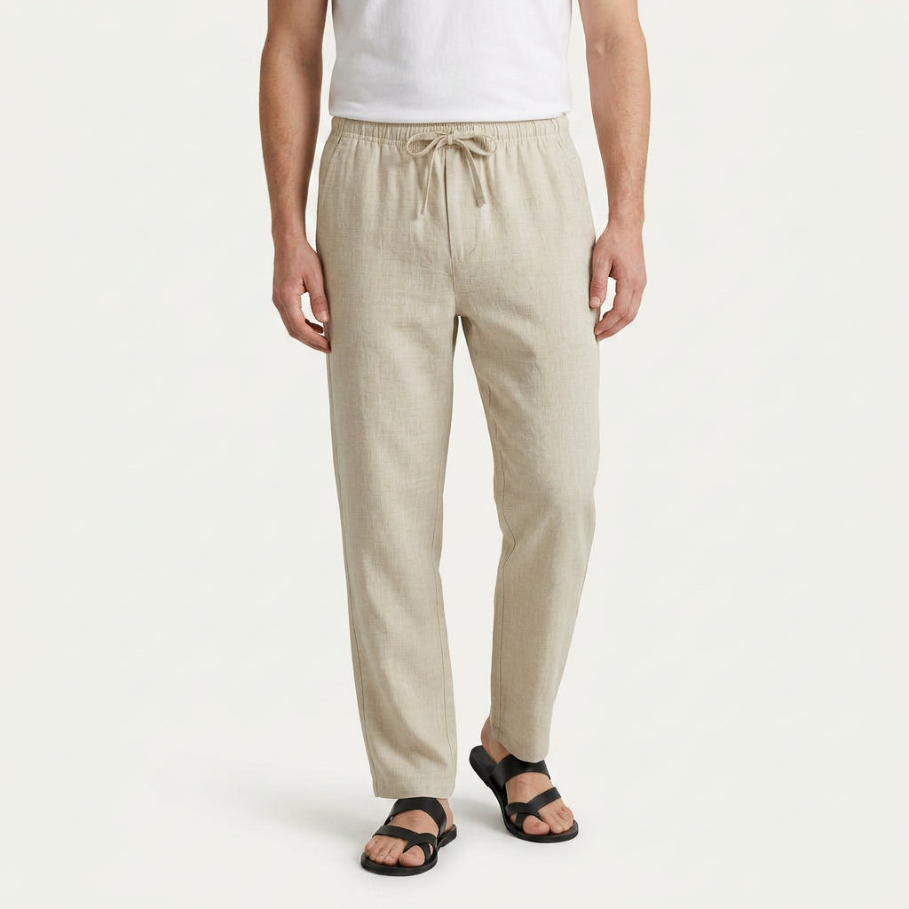 Pantalon Homme Droit Taille Élastique Cordon