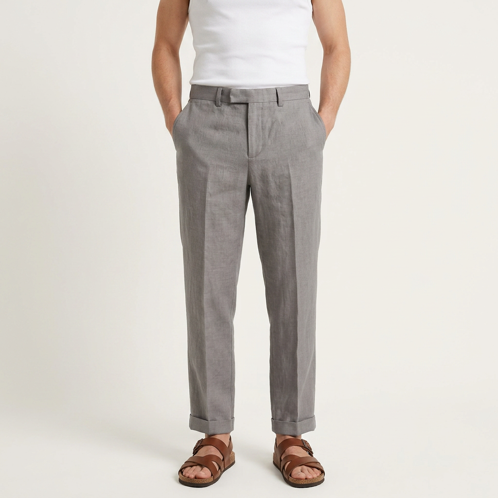 Pantalon Homme Tailleur Coupe Droite Pli Marqué