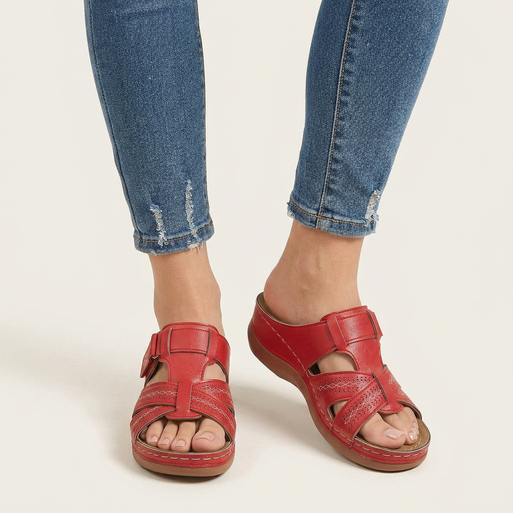 Sandales Compensées Femme Brides Ajourées Design Ouvert