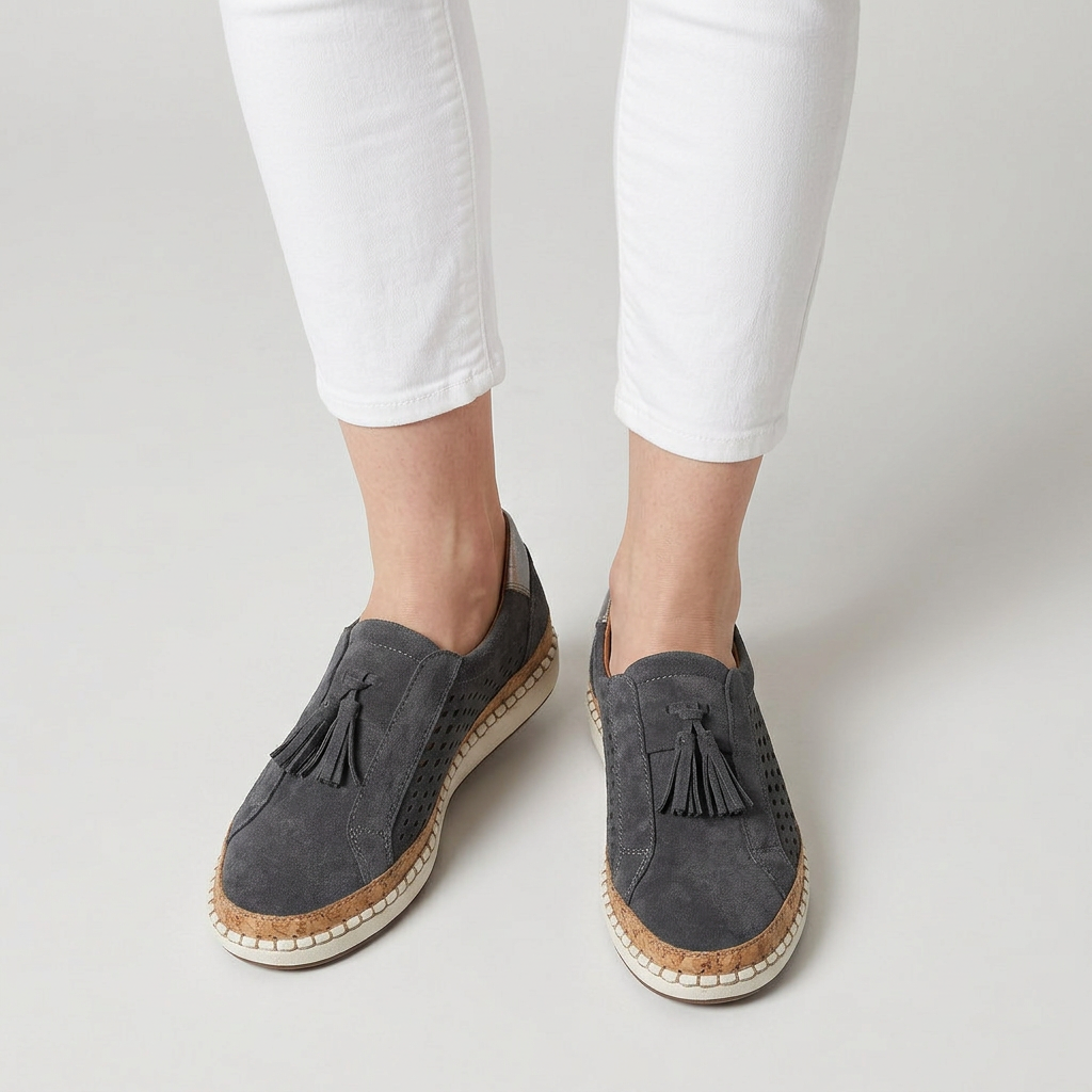 Mocassins Femme Pampilles Perforés À Enfiler