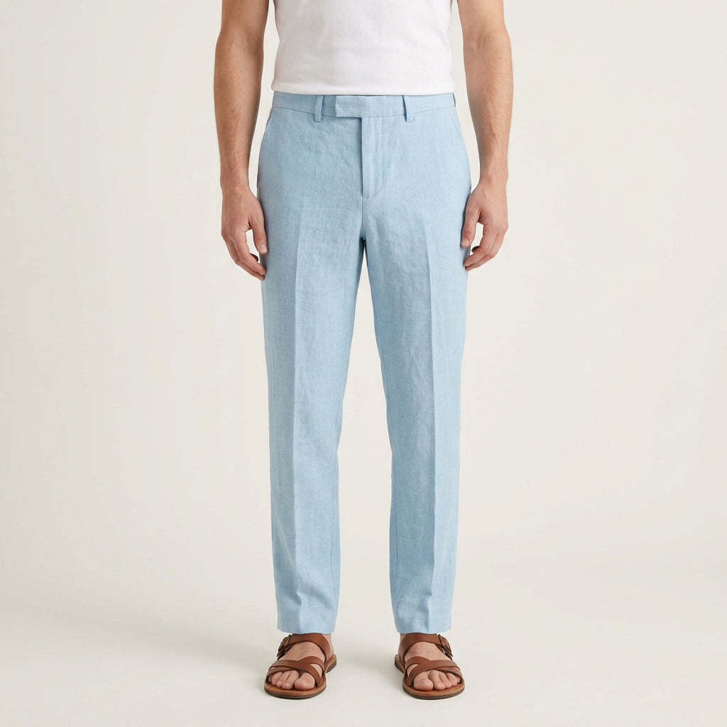 Pantalon Homme Tailleur Coupe Droite Pli Marqué