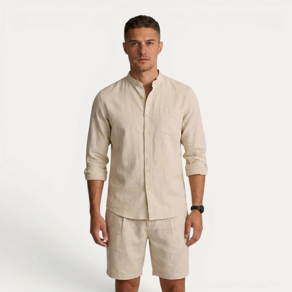 Ensemble Homme Col Mao Short Décontracté Été