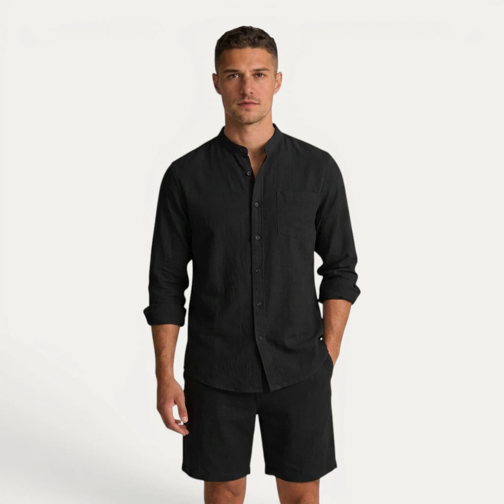 Ensemble Homme Col Mao Short Décontracté Été