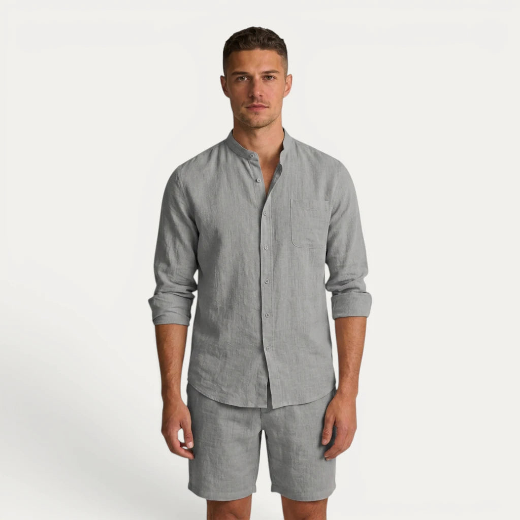 Ensemble Homme Col Mao Short Décontracté Été