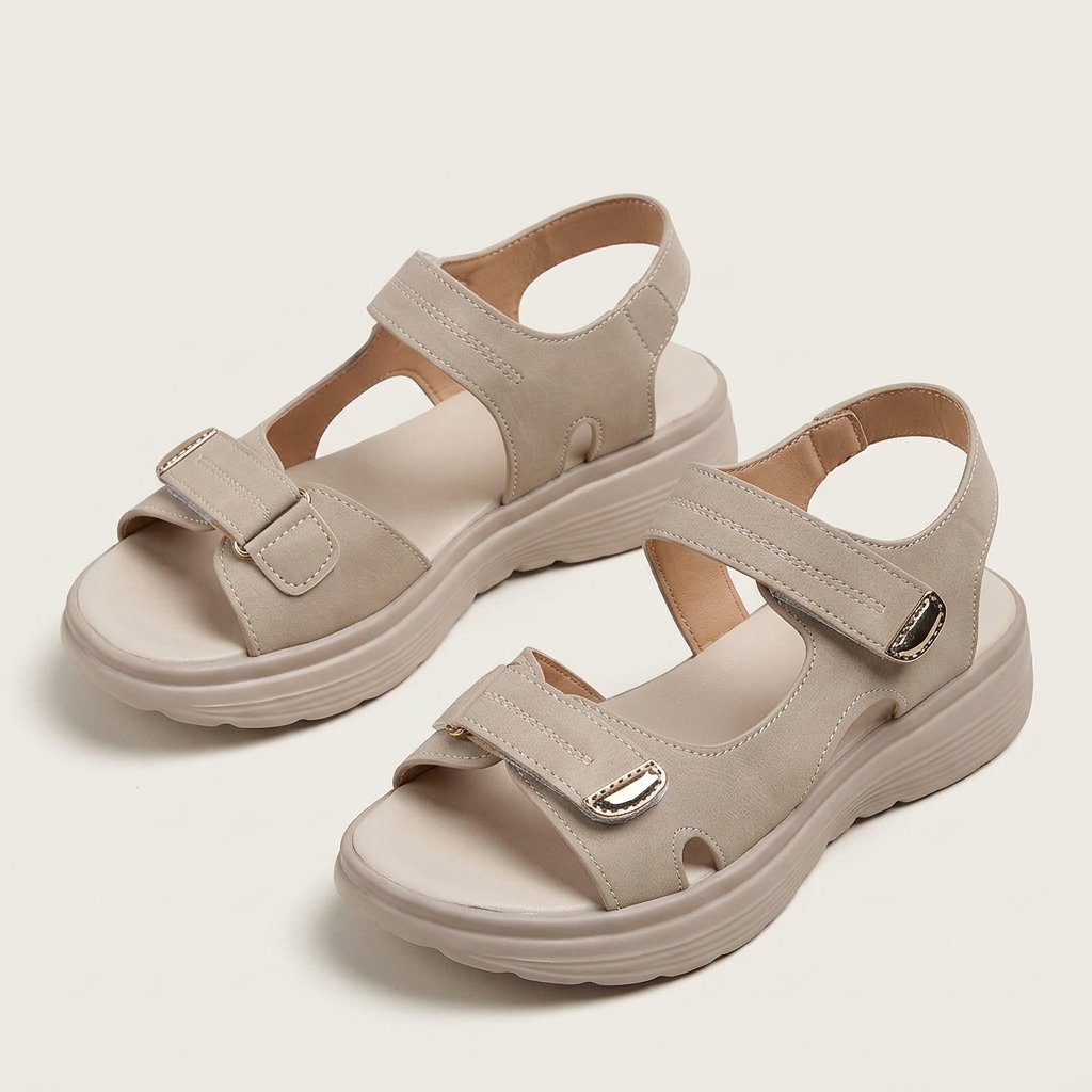 Sandales Femme Double Bride Plateforme Bout Ouvert