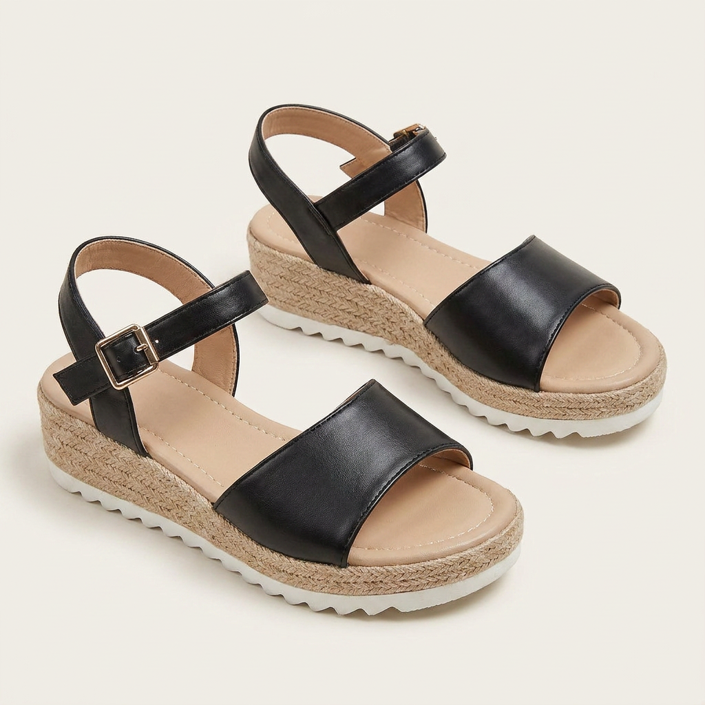 Sandales Compensées Femme Espadrille Bride Boucle