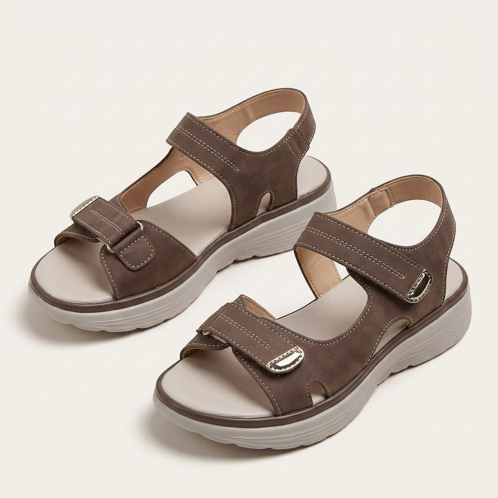 Sandales Femme Double Bride Plateforme Bout Ouvert