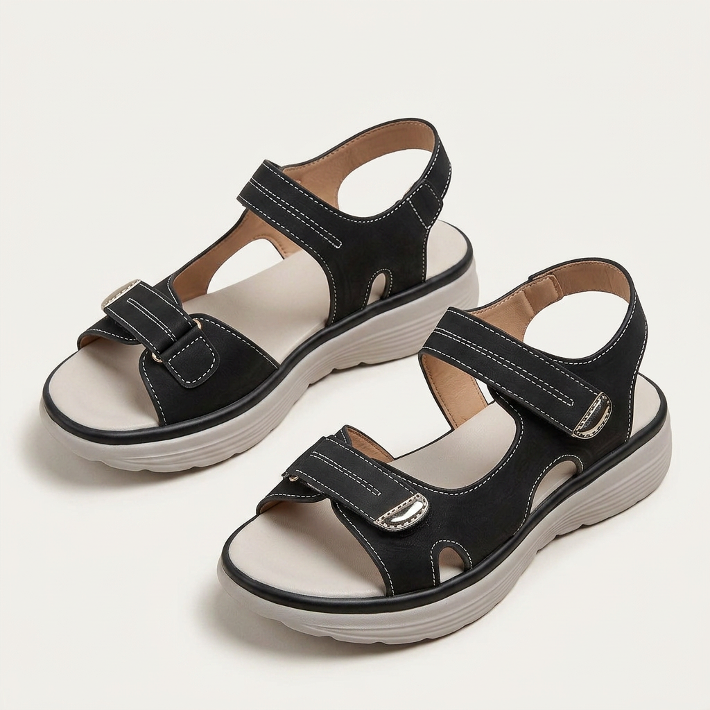 Sandales Femme Double Bride Plateforme Bout Ouvert