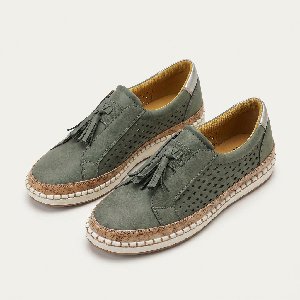 Mocassins Femme Pampilles Perforés À Enfiler