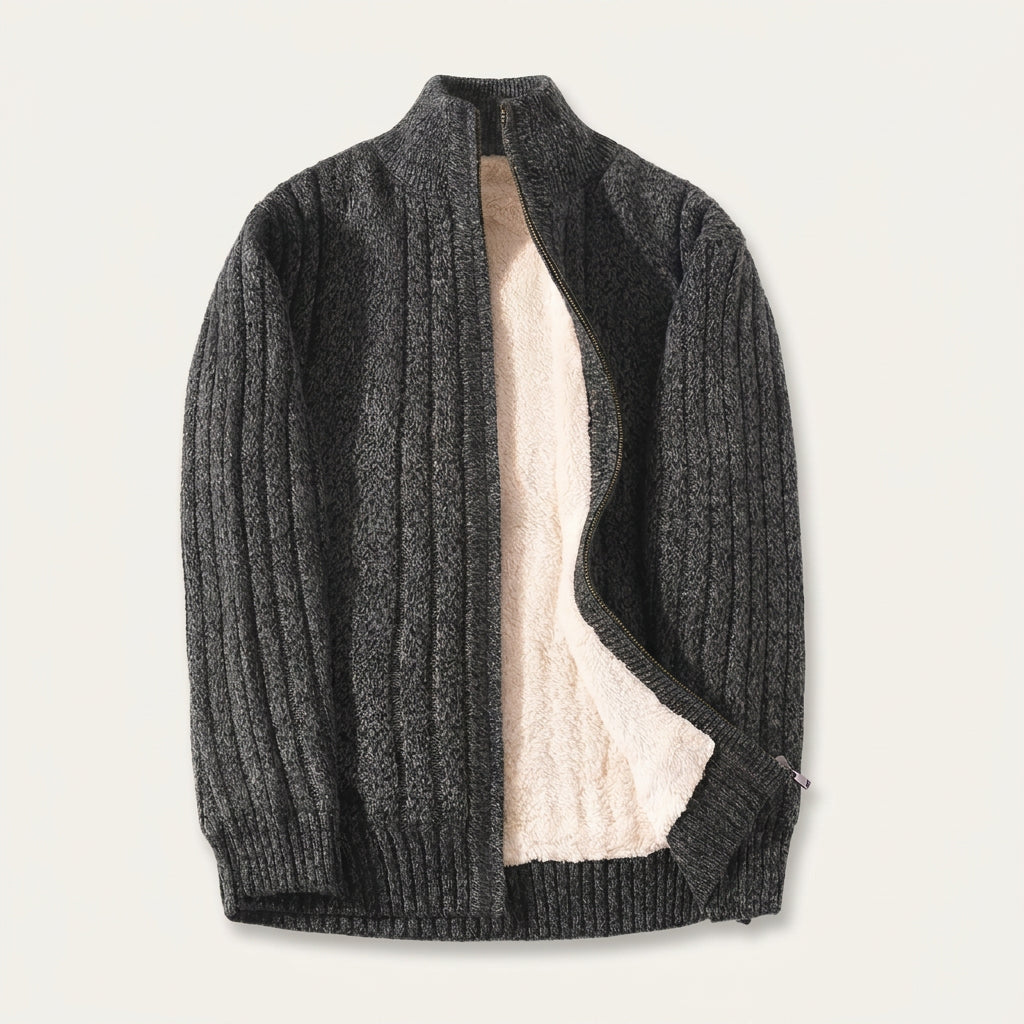 Gilet Homme Zippé en Maille Torsadée Col Montant