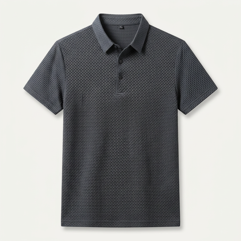 Polo Homme Texturé Manches Courtes Boutonné