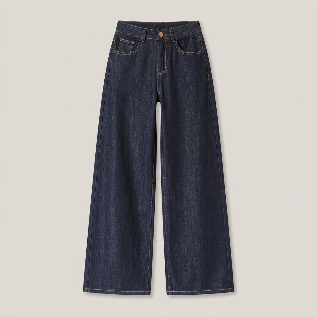 Jean Large Femme Taille Haute En Denim Léger