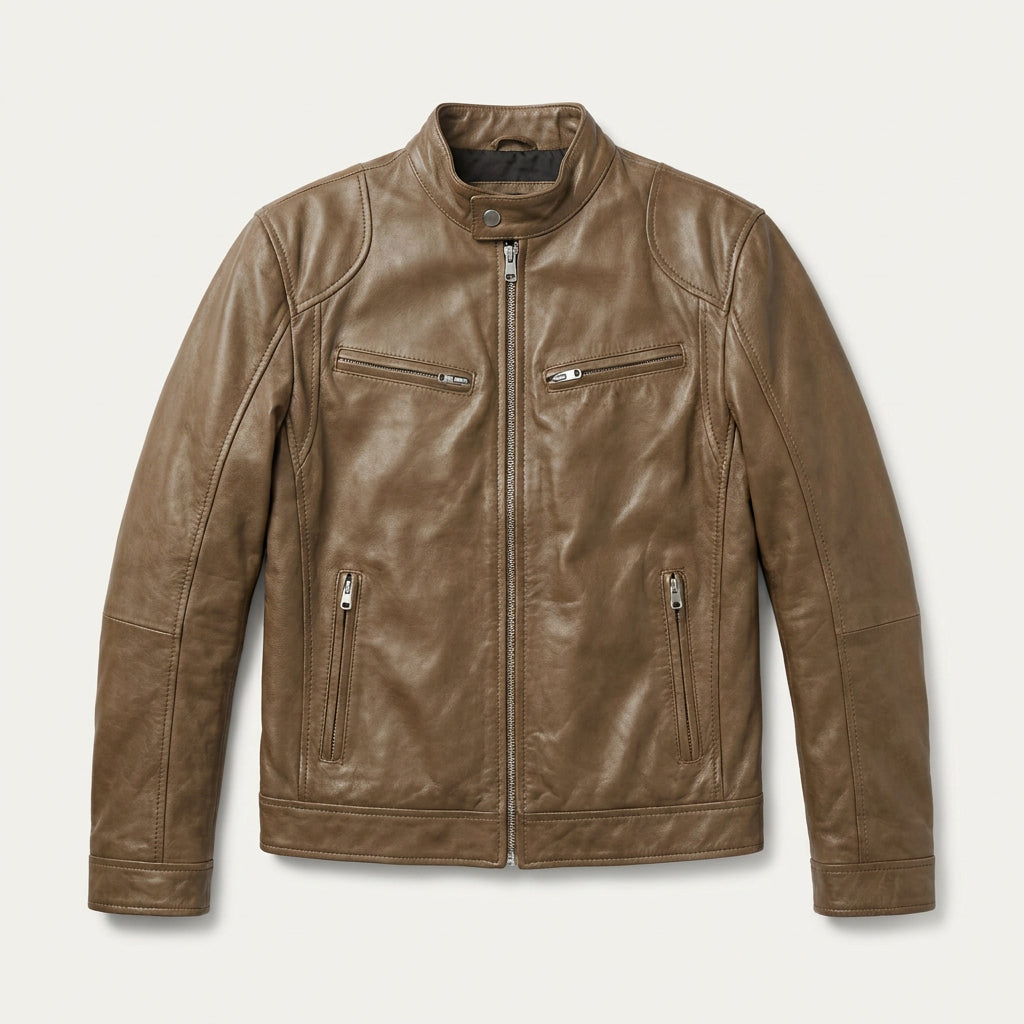 Veste Homme en Simili Cuir Style Motard