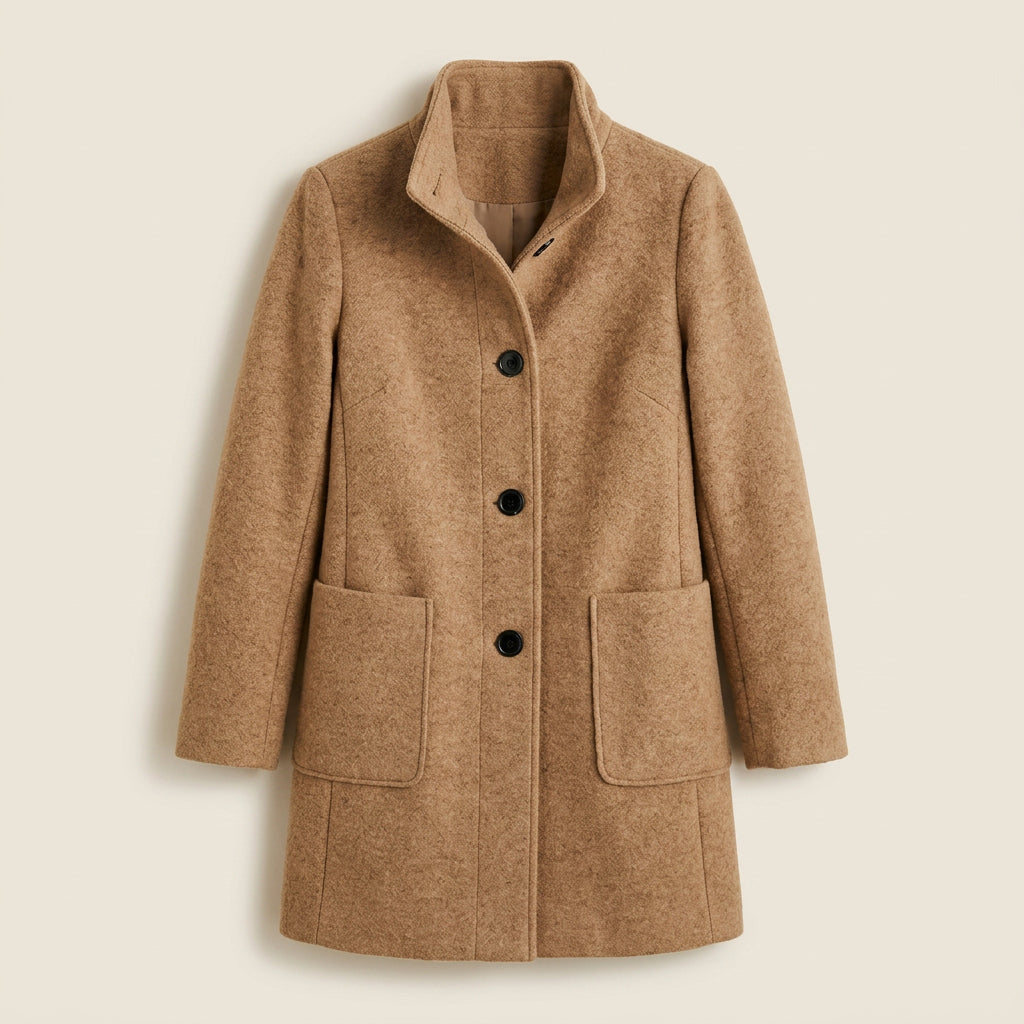 Manteau Femme Mi-Long à Col Montant