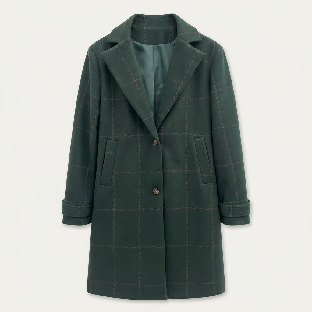 Manteau Femme à Carreaux Coupe Droite
