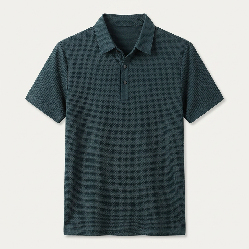 Polo Homme Texturé Manches Courtes Patte Boutonnée