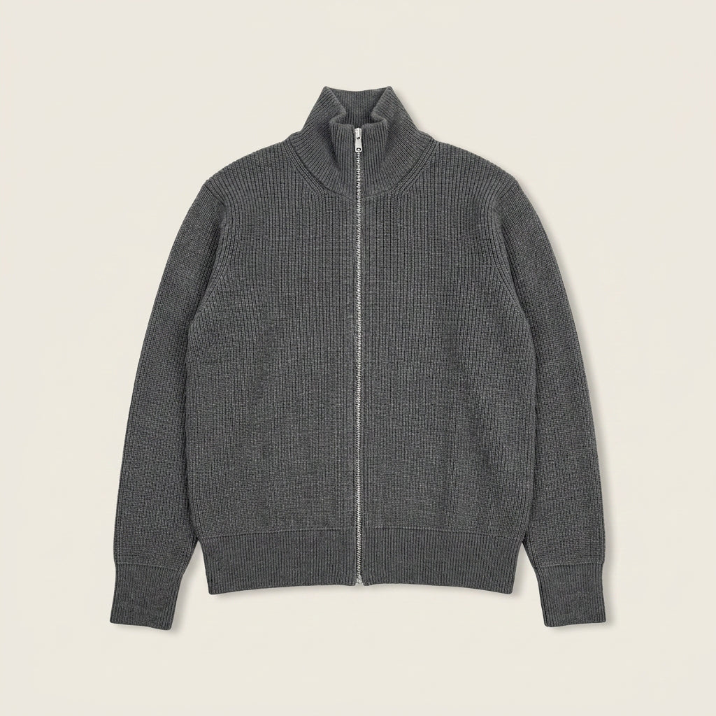Gilet Homme Zippé en Maille Col Montant