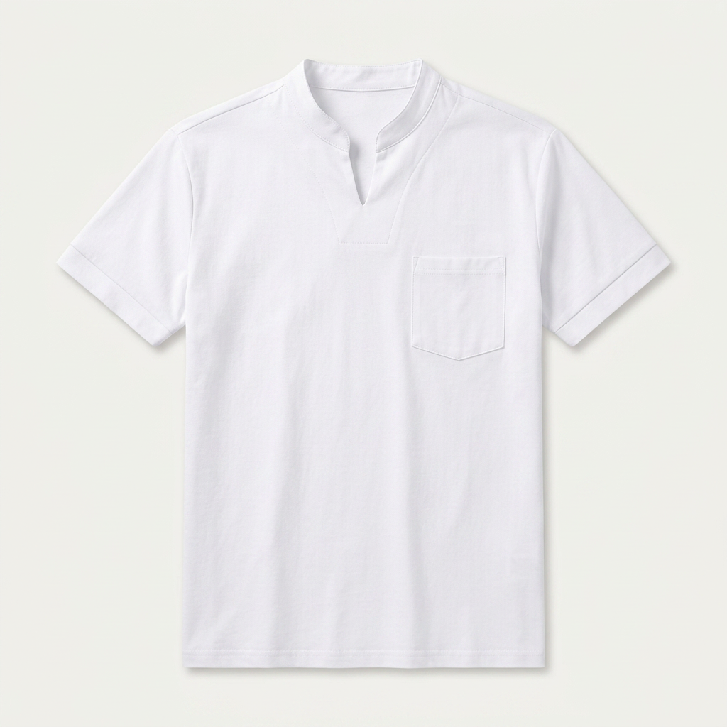 Chemise Homme Manches Courtes Col Cranté Poche Poitrine