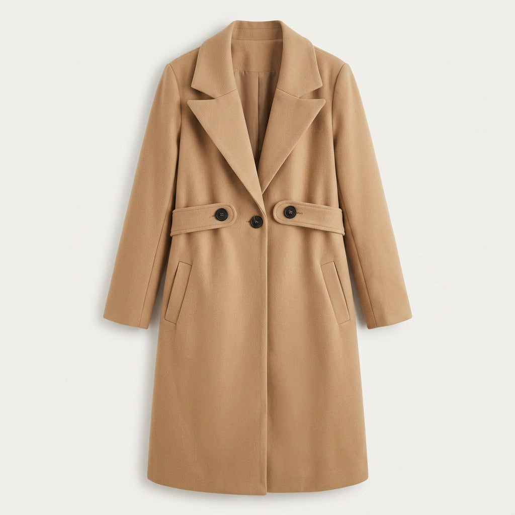 Manteau Long Femme à Revers Cintré