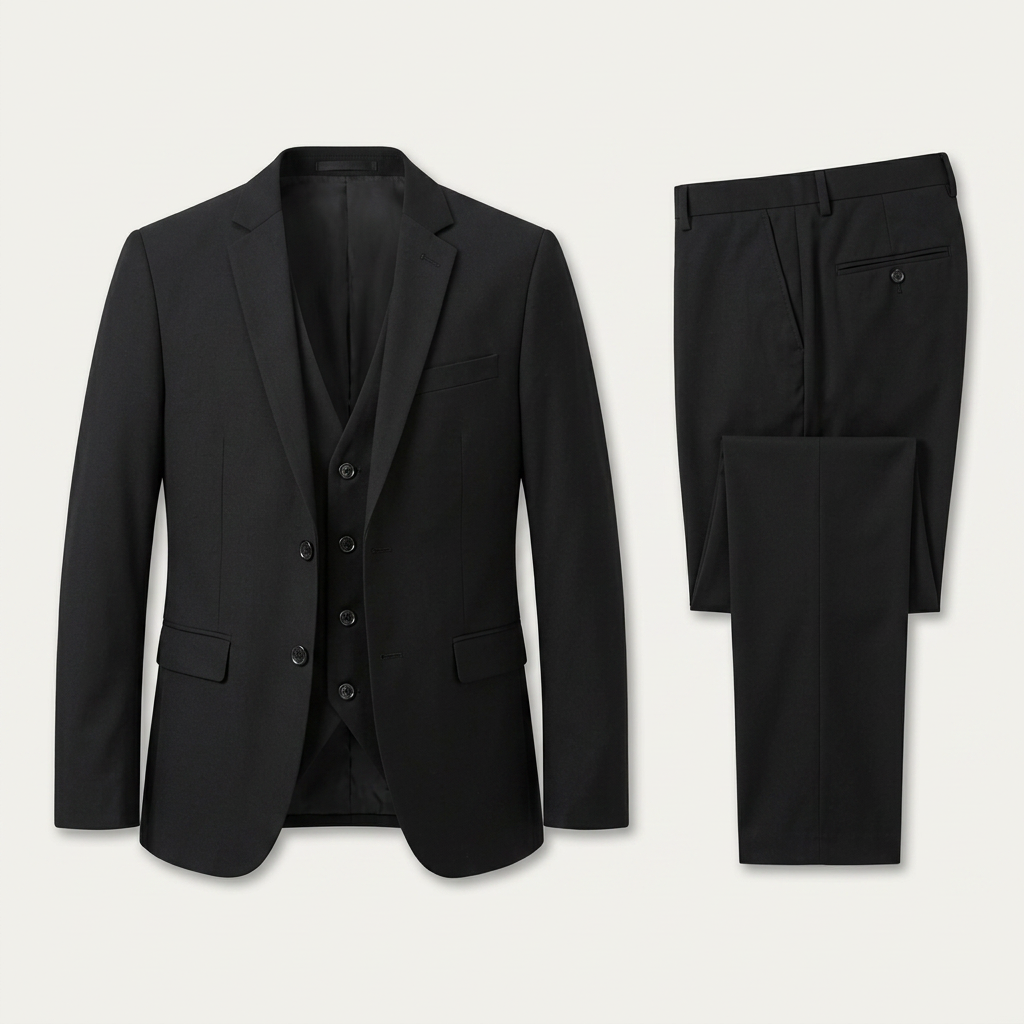 Costume Homme Trois Pièces Revers Crantés Ajusté