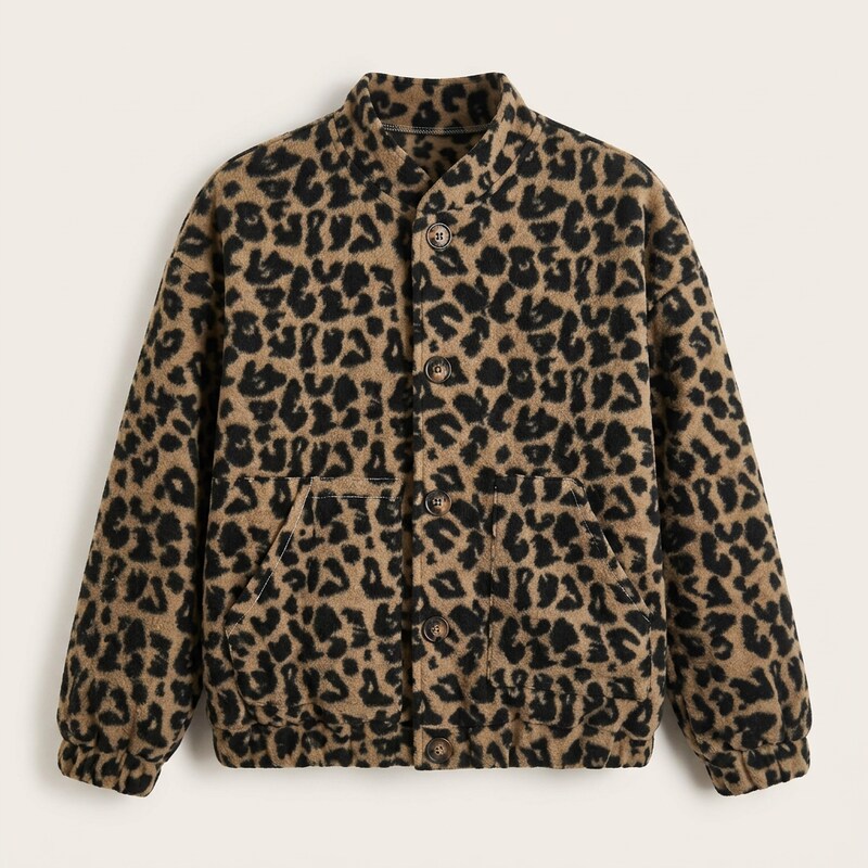 Veste Léopard Femme à Boutons