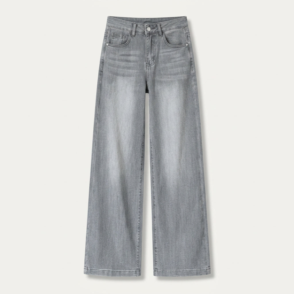 Jean Large Femme Taille Haute En Denim Léger