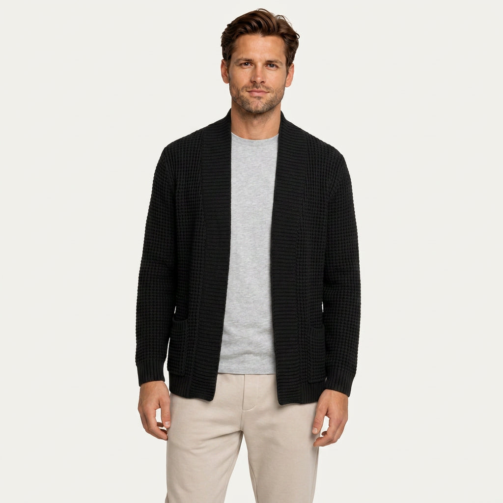 Cardigan Homme Long en Maille Ouvert