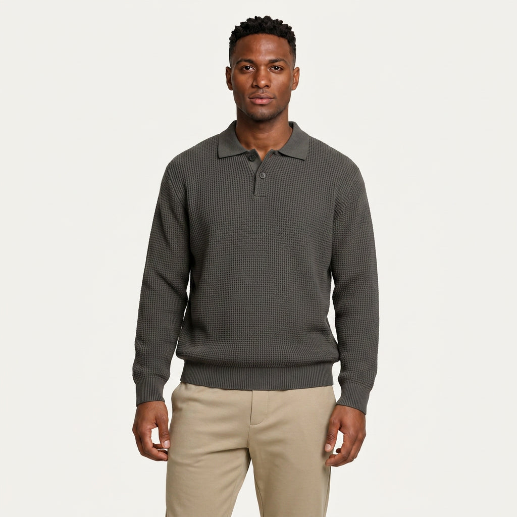 Pull Col Polo Homme en Maille