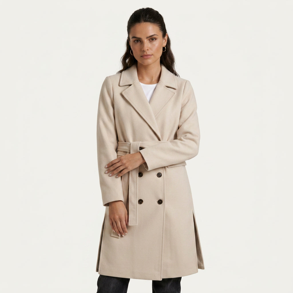 Manteau Long Femme Croisé avec Ceinture