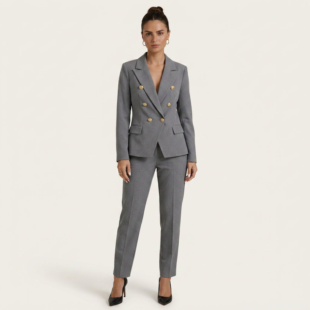 Tailleur Femme avec Blazer Croisé et Pantalon