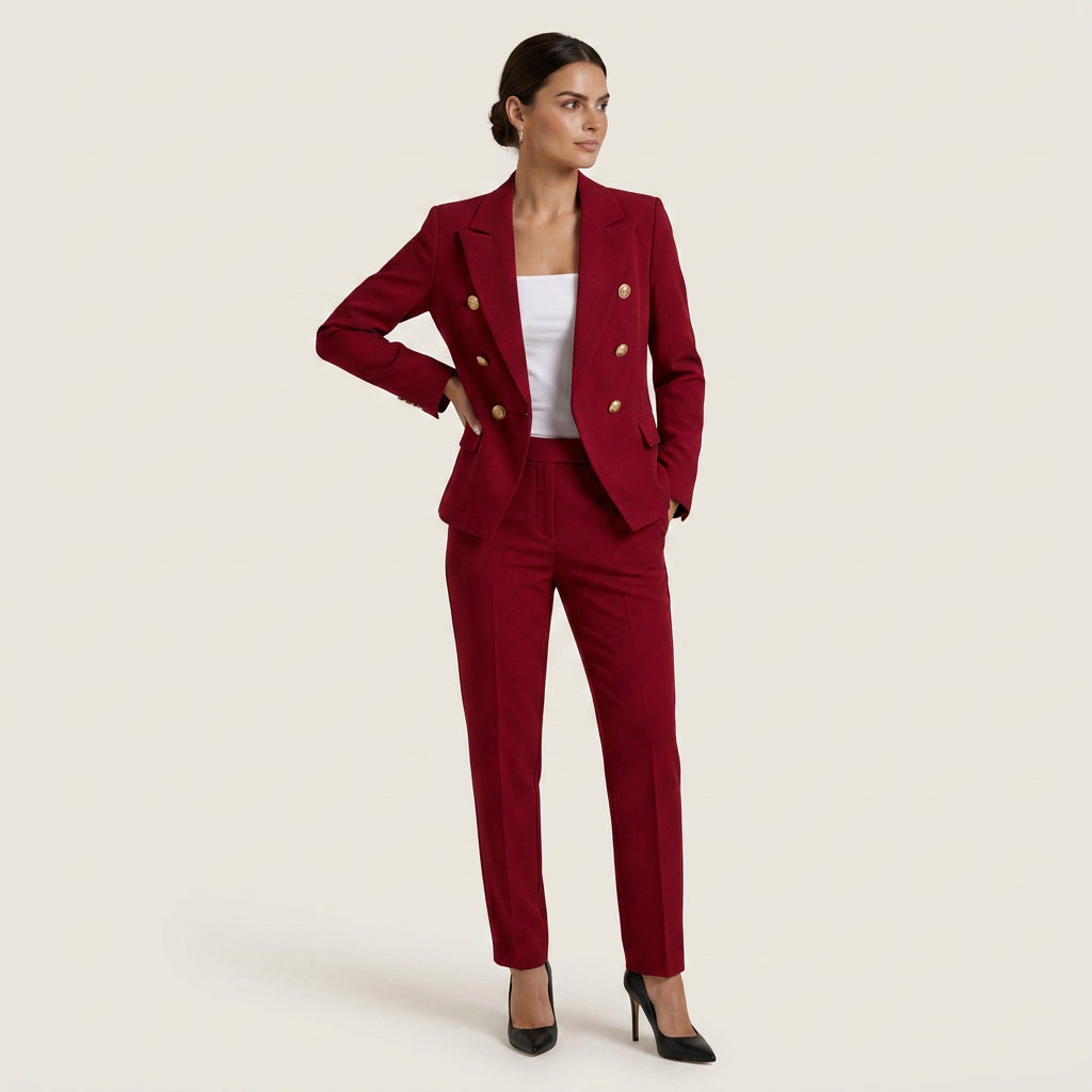 Tailleur Femme avec Blazer Croisé et Pantalon