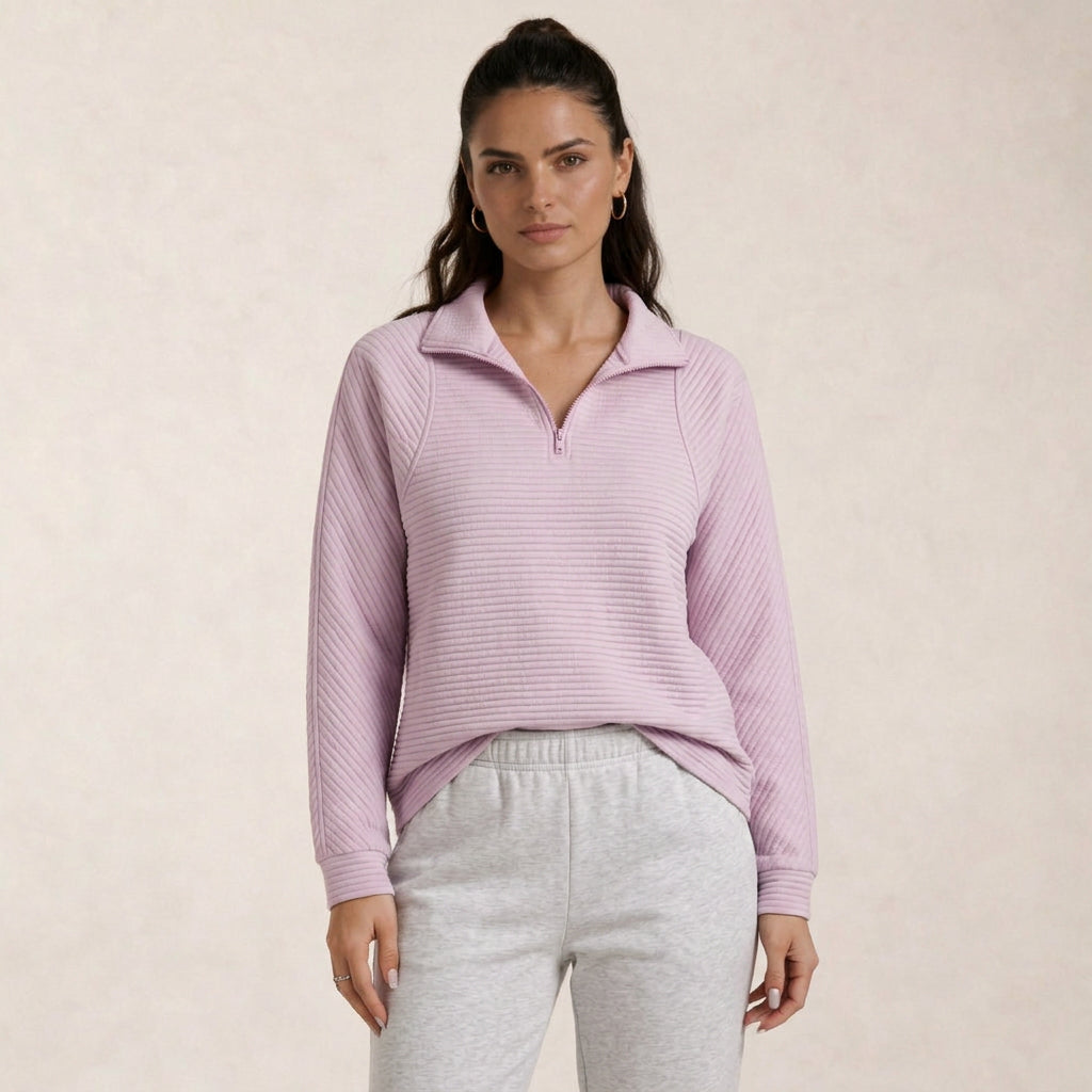 Pull Col Montant Femme en Maille Côtelée