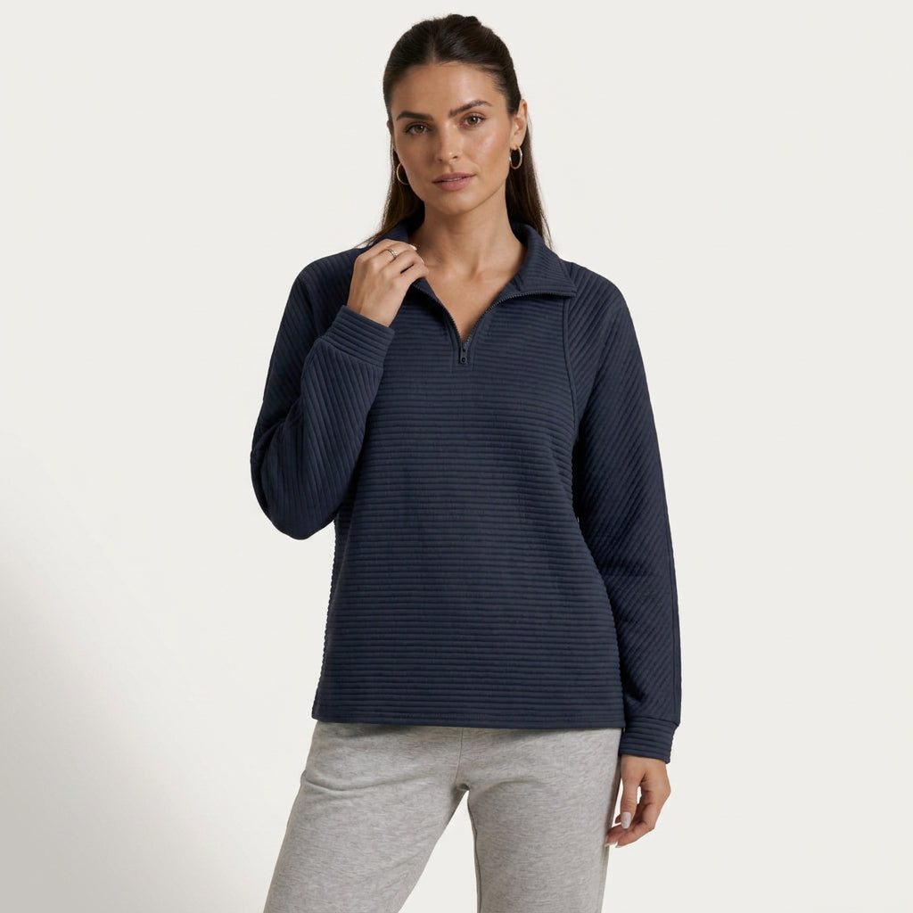 Pull Col Montant Femme en Maille Côtelée