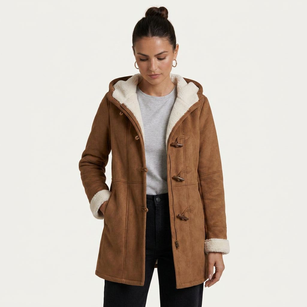 Manteau à Capuche Femme Doublé Style Duffle Coat