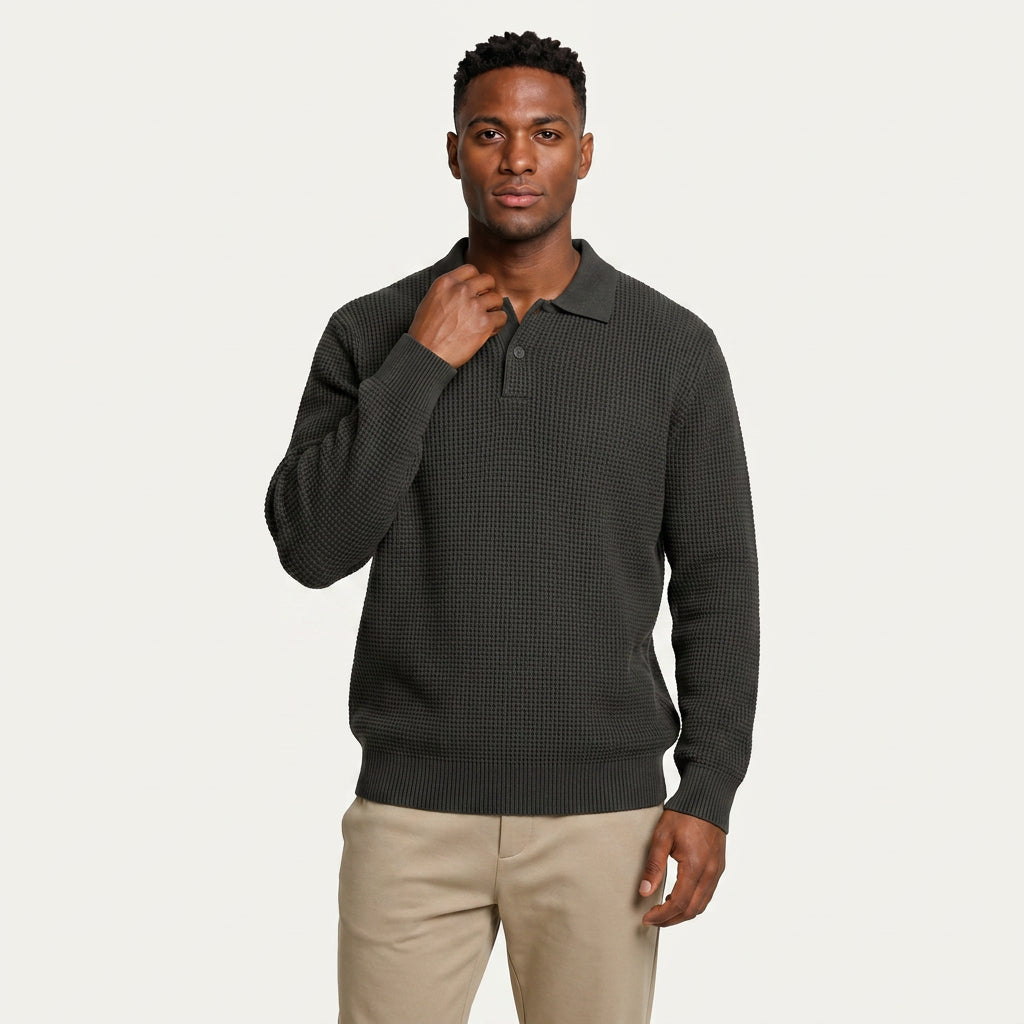 Pull Col Polo Homme en Maille