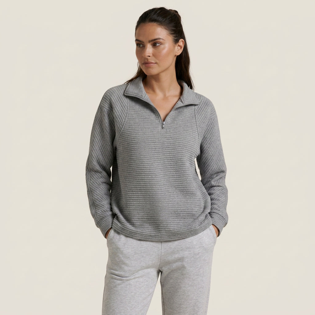 Pull Col Montant Femme en Maille Côtelée