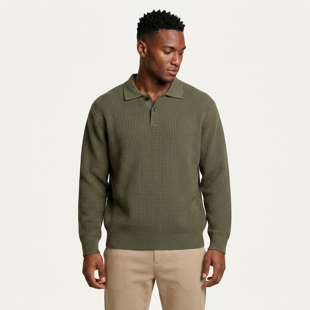 Pull Col Polo Homme en Maille