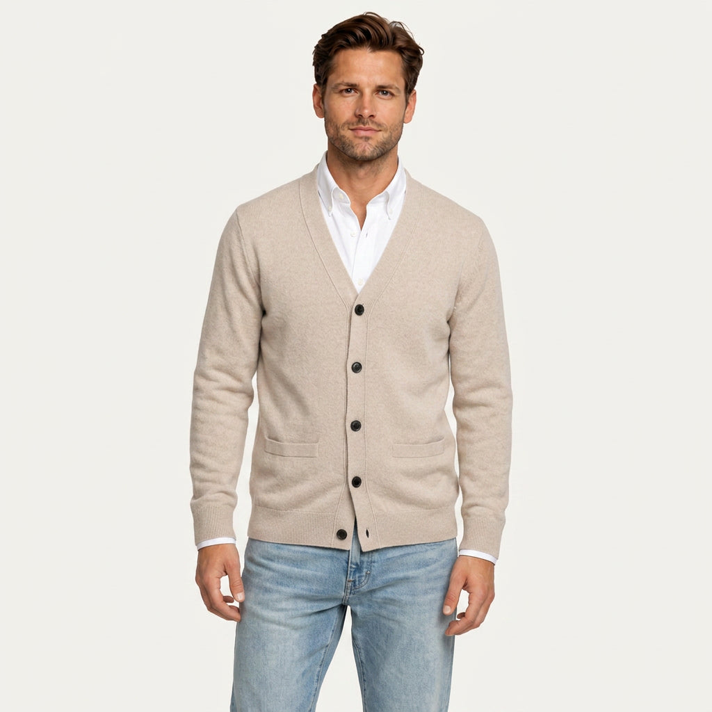Gilet Homme en Maille Col V Boutonné