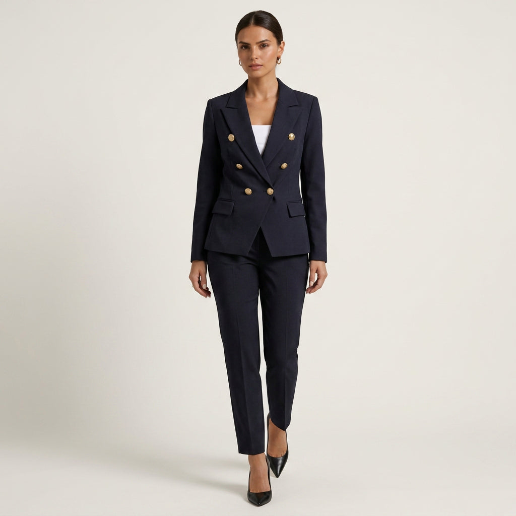 Tailleur Femme avec Blazer Croisé et Pantalon