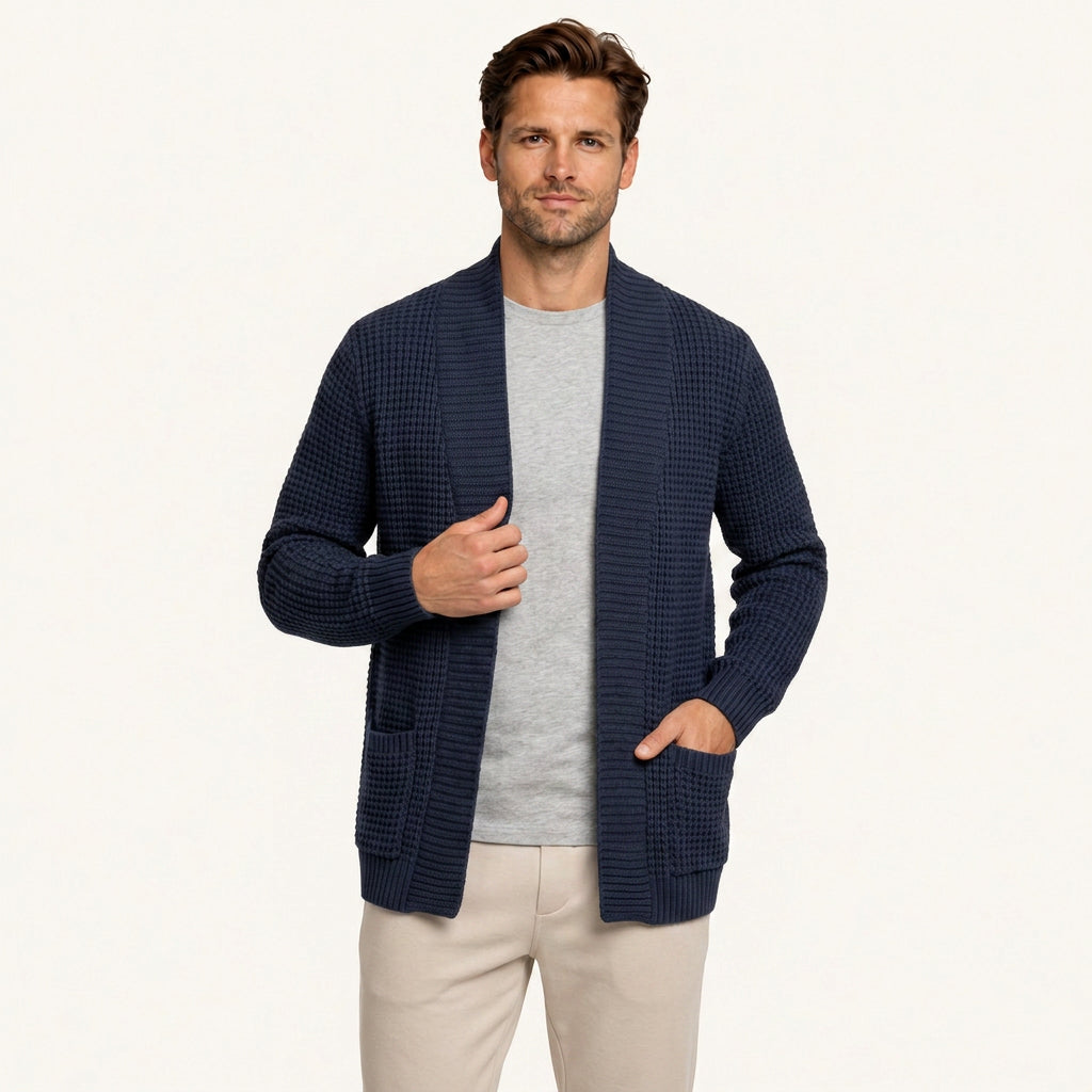 Cardigan Homme Long en Maille Ouvert