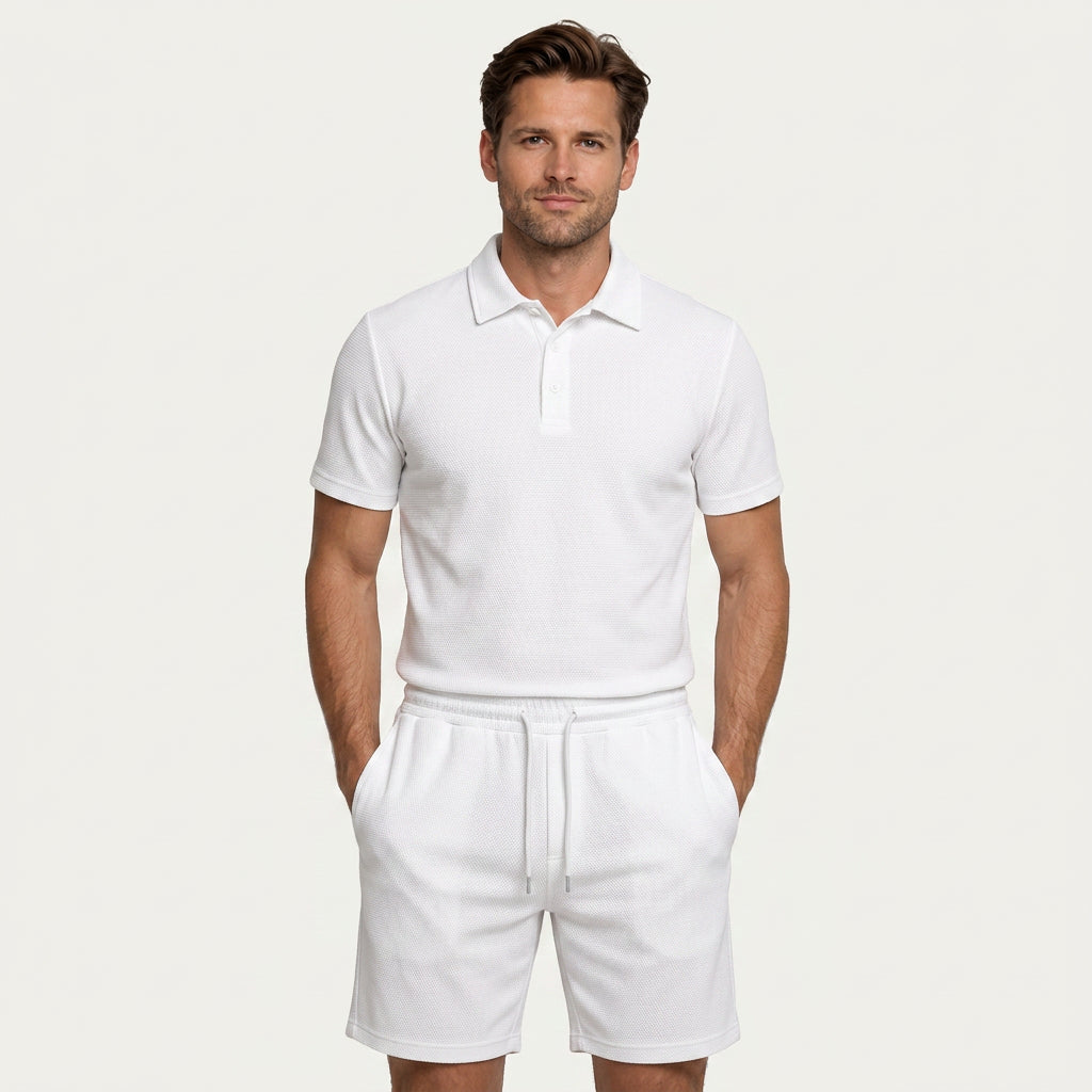 Ensemble Homme Polo Short Texturé Cordon