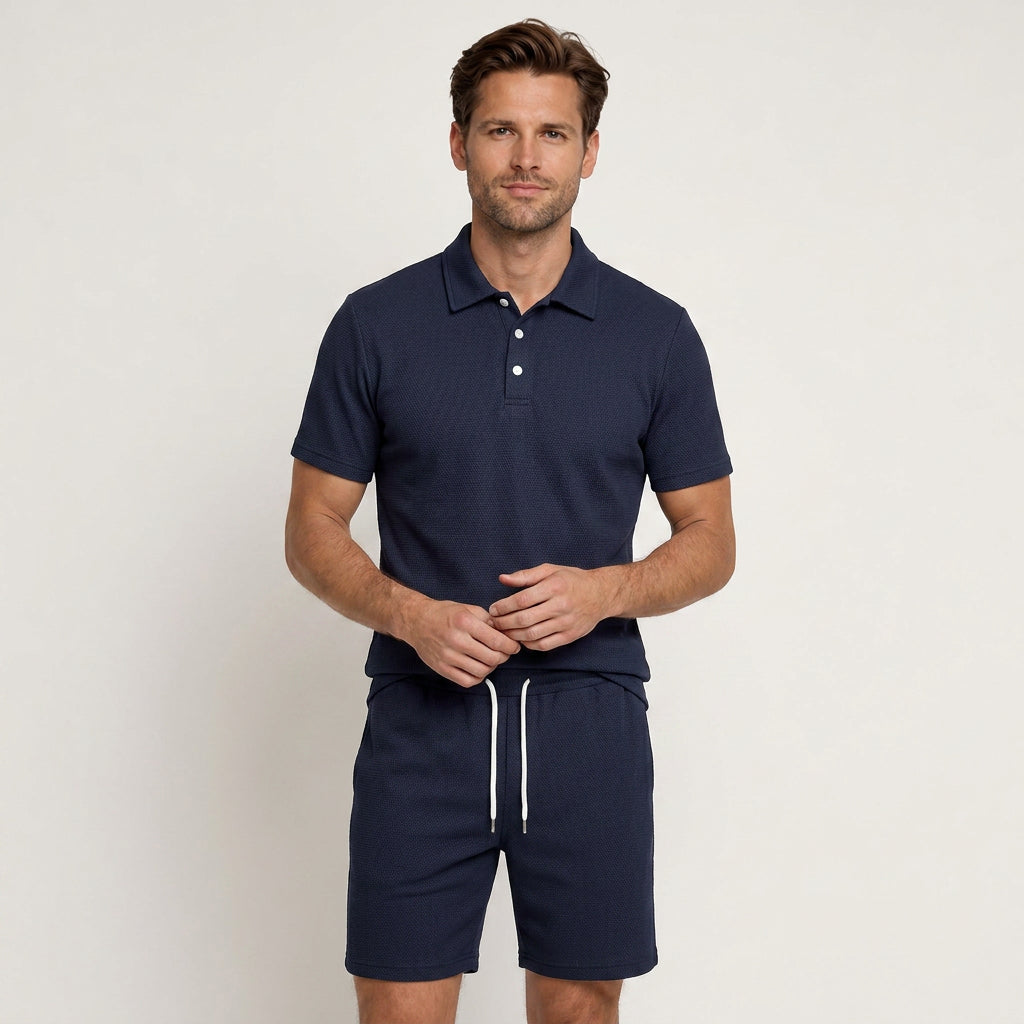 Ensemble Homme Polo Short Texturé Cordon